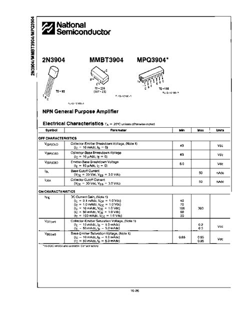 2N3904/D10Z-18 PDF资料下载(1/2 页)40 V, NPN, Si, SMALL SIGNAL TRANSISTOR