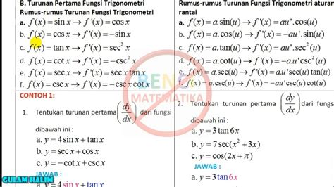 Turunan pertama fungsi trigonometri contoh 1 - YouTube