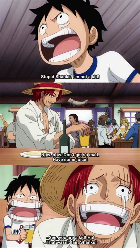 Shanks makes fun of luffy | One piece funny moments, One peice anime, One piece meme