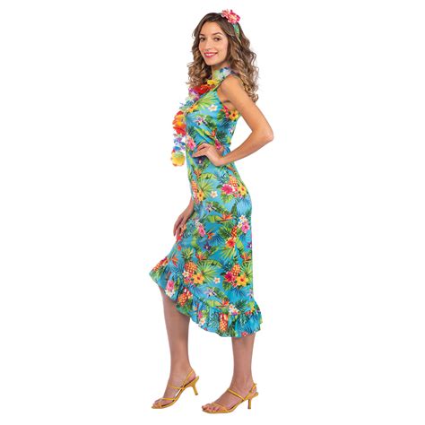 Adult Ladies Hawaiian Fancy Dress Costume Hula Luau Lei Flower Beach Party | eBay