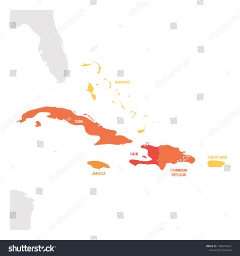 Caribbean Region Map Countries Caribbean Sea Stock Vector (Royalty Free ...