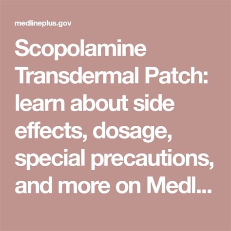 Scopolamine Transdermal Patch: learn about side effects, dosage ...