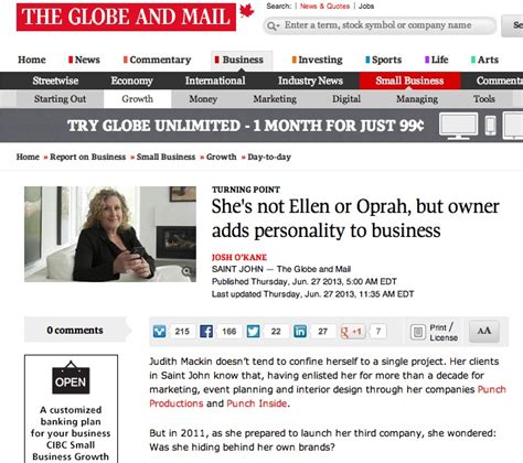 Grateful to be recognized in the Globe and Mail business section ...