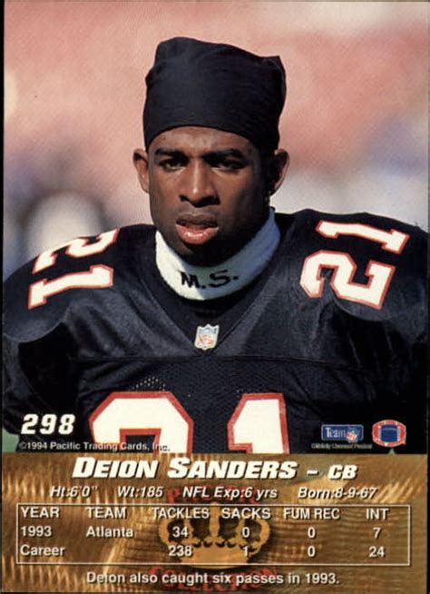 1994 Pacific #298 Deion Sanders - NM-MT