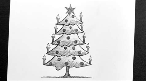 Christmas Tree Drawing Easy || How To Draw Christmas Tree || Pencil ...