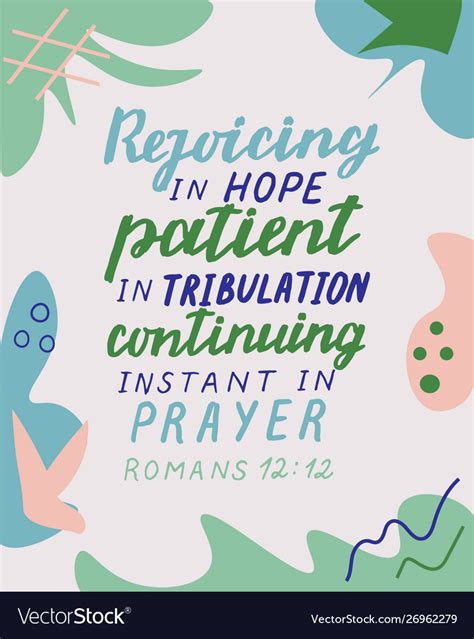 Hand lettering with bible verse rejoicing in hope Vector Image