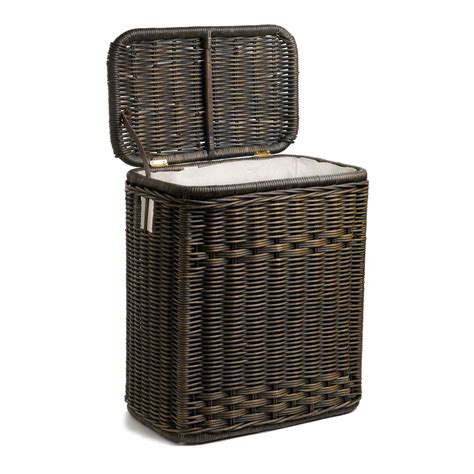 Narrow Rectangular Lidded Wicker Laundry Hamper | The Basket Lady