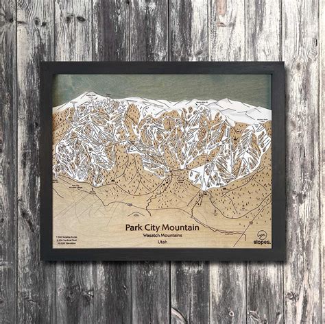 3D Park City Ski Trail Map Park City Utah Engraved Ski Map, Skiing Wall Art, Ski Slope Map Art ...