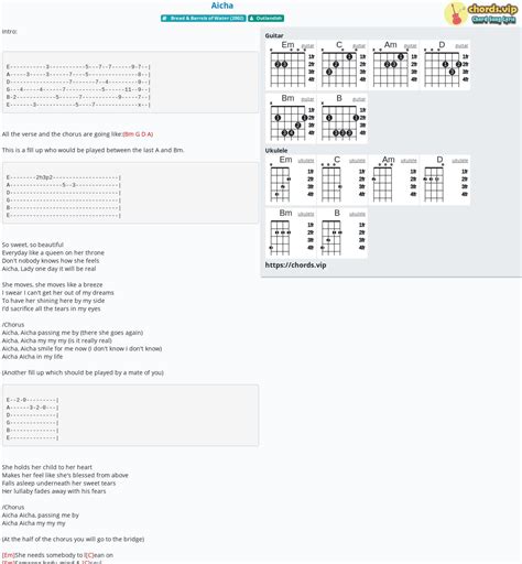Chord: Aicha - tab, song lyric, sheet, guitar, ukulele | chords.vip