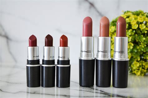 Mac Mini Lipsticks - D for danger, Sin, Chili VS Mac lipsticks - Mehr, Honeylove, Taupe | Batom ...