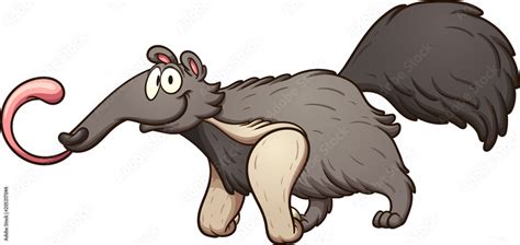 Cartoon anteater with tongue out. Vector clip art illustration with simple gradients. All in a ...