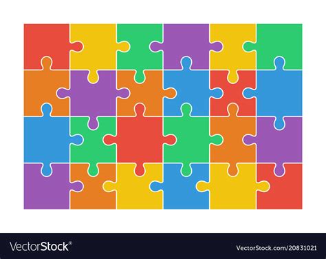 Jigsaw puzzle set of 24 colorful pieces Royalty Free Vector