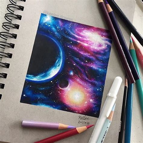 •Hello Everyone!🌿 • here’s this space/galaxy drawing! i saw this cool picture on pinterest so i ...