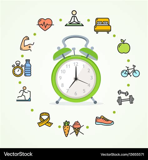 Daily Routine Clock Characters Concept Royalty Free Vector