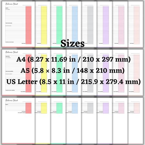 Printable Balance Sheet Template, Financial Statement, Assets ...