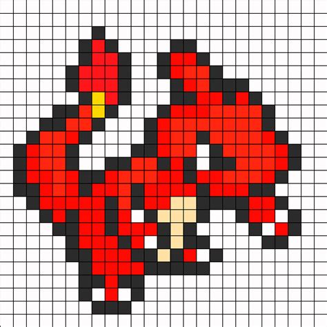 Charmeleon Pokemon Sprite Perler Bead Pattern | Bead Sprites | Characters Fuse Bead Patterns