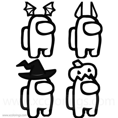 Among Us Coloring Pages Halloween Costumes SKins Hats. | Coloring pages ...