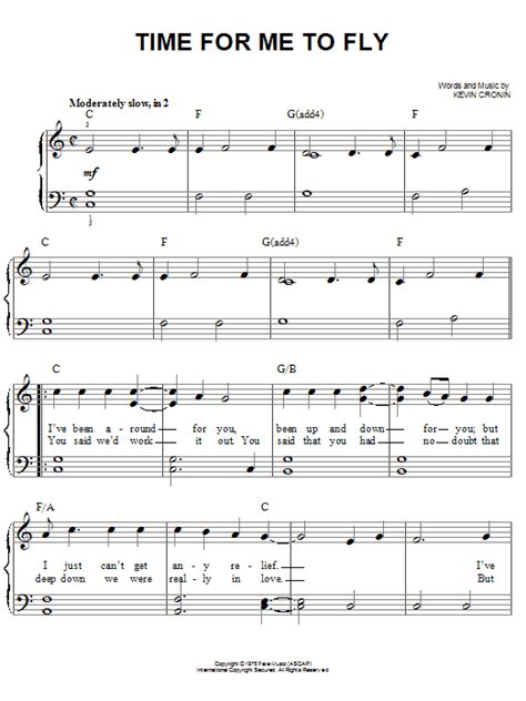 REO Speedwagon "Time For Me To Fly" Sheet Music Notes | Download ...