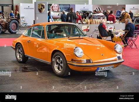 FRIEDRICHSHAFEN - MAY 2019: orange PORSCHE 911 930 964 CARRERA 4 1977 cabrio at Motorworld ...