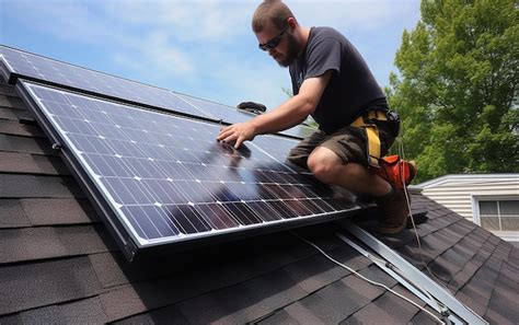 Premium AI Image | Installing a Solar Panel on the Roof