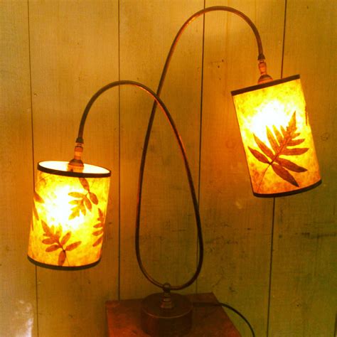 Double lamp. Green mica with sensitive ferns. One of a kind now at Collective Woodstock Vt. Made ...