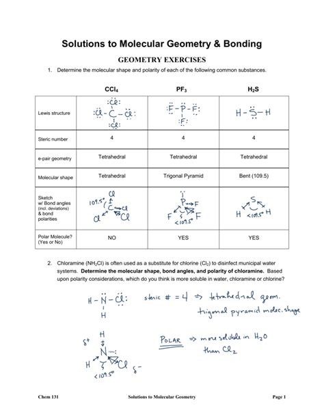 Solutions to Molecular Geometry & Bonding