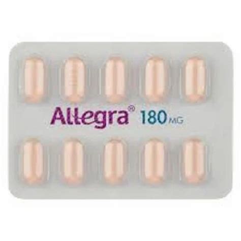 Standard Allegra 180mg Tablet, Packaging Type: Stripe, Packaging Size: 10 Tablets at Rs 251 ...