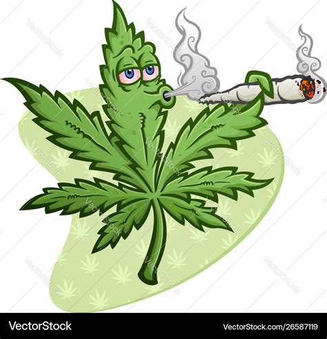 Marijuana cartoon character smoking a joint blowin