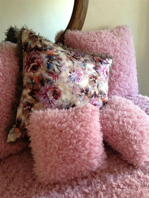 Pelush Mushroom Curly Faux Fur Throw Pillows - Large Boucle' Pillow Set ...