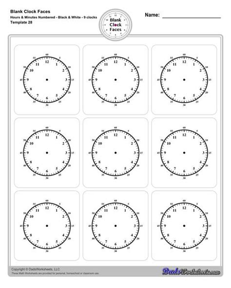 Printable Blank Clock Face Templates