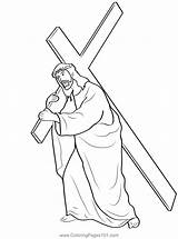 Jesus Carrying Cross Coloring Page For Kids  Free Feast Of The sketch template
