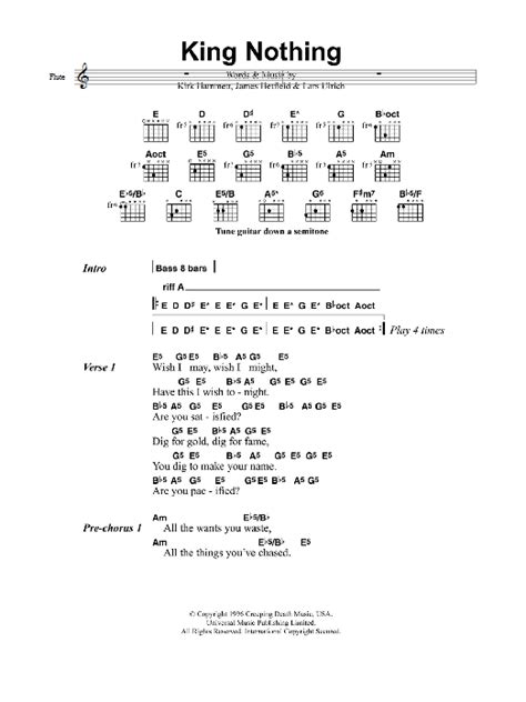 King Nothing by Metallica - Guitar Chords/Lyrics - Guitar Instructor