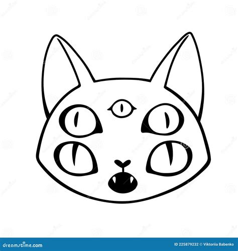 Demonic cat with many eyes stock vector. Illustration of eyes - 225879232