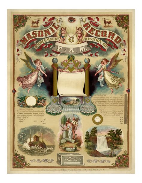 Masonic Record and Emblematic History 1872 Vintage Masonic Collectible Art Print Freemason ...