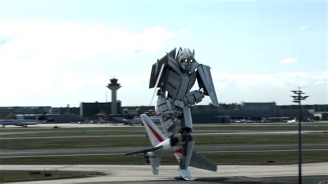 Airplane Turns Into a Transformers Style Robot While Landing at the Airport in Frankfurt, Germany