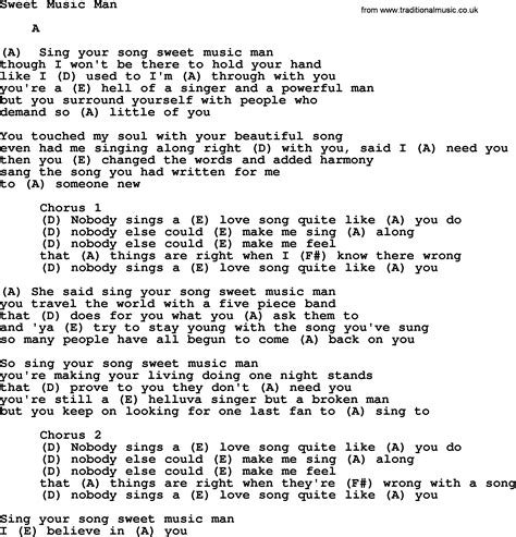 Sweet Music Man, by Reba McEntire - lyrics and chords