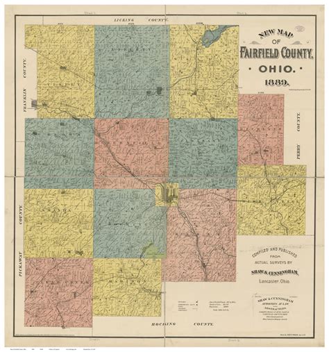 Fairfield County Ohio 1889 Wall Map Reprint with by Oldmap