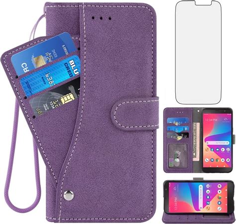 Amazon.com: Asuwish Compatible with Tracfone BLU View 2 B130DL Wallet Case and Tempered Glass ...