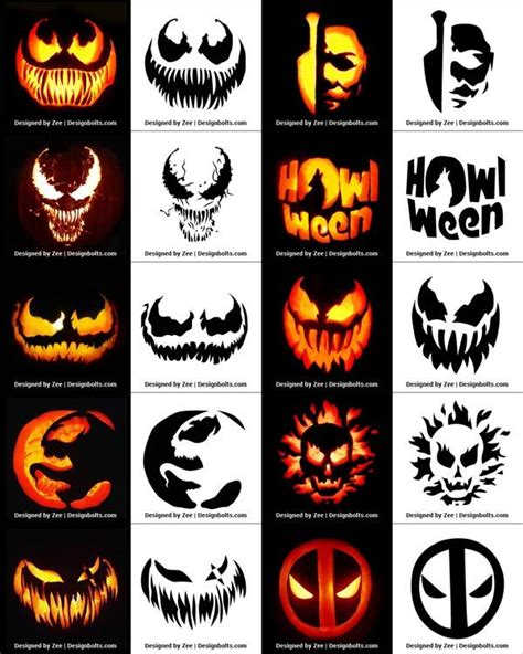 850+ Free Printable Halloween Pumpkin Carving Stencils, Patterns, Designs, Faces & Ideas ...