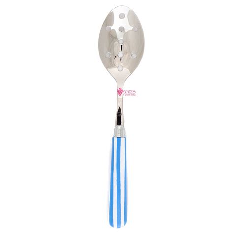 Striped spoon with holes - turquoise - GallinaSmilza