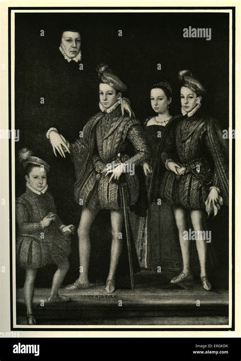 Catherine de' Medici (1519-1589) and her family. Catherine was the Stock Photo, Royalty Free ...