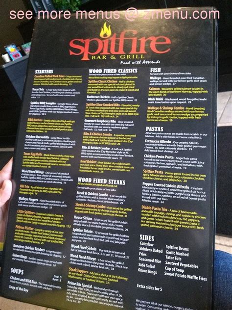 Menu at Spitfire Bar & Grill Detroit Lakes, Detroit Lakes