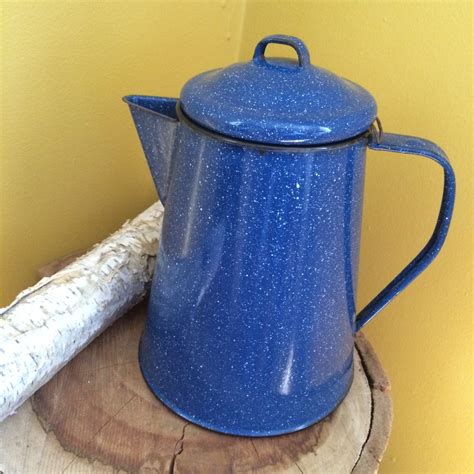 Vintage Blue Speckled Enamel Coffee Pot by EverlastingPieces