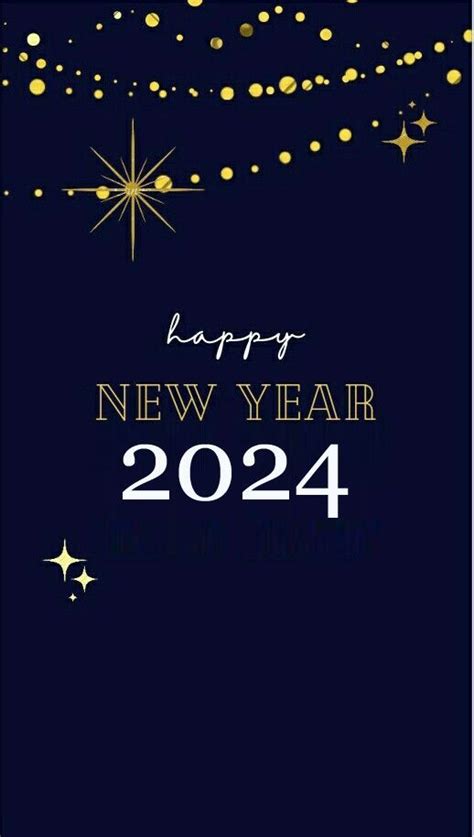 Happy New Year 2024 Card with Gold Stars