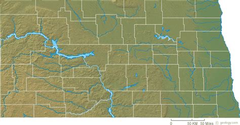 North Dakota Physical Map and North Dakota Topographic Map