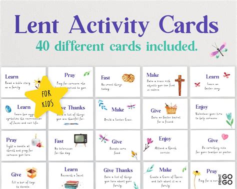 40 Lent Activity Cards Lenten Activities for Children Home School Lent ...