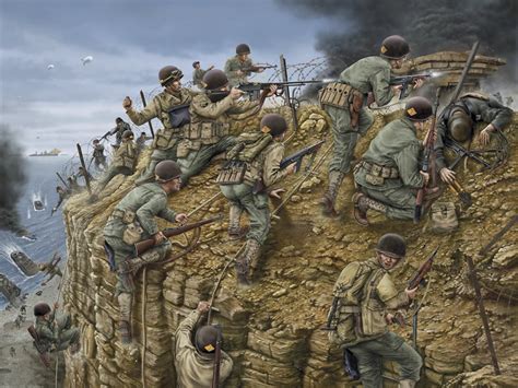 Vincent Wai's military art: 2nd Rangers at Pointe du Hoc, Normandy 1944