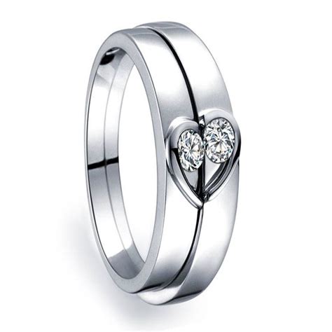 JeenJewels - Unique Heart Shape Couples Matching Wedding Band Rings on ...