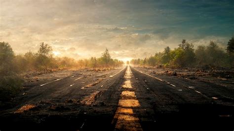 Premium Photo | Empty road on sunset background