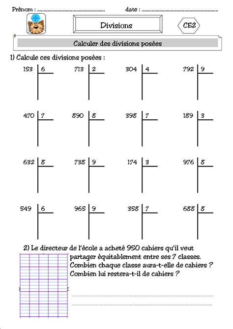 Générosité Londres somme division posée ce2 exercices Prestige ...